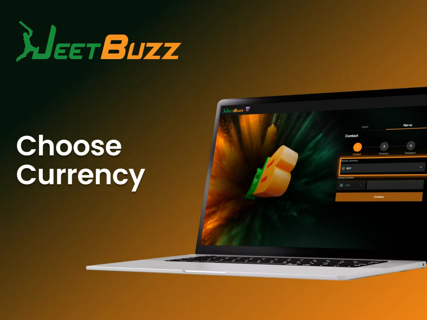 Choose your currency during sign up on JeetBuzz.