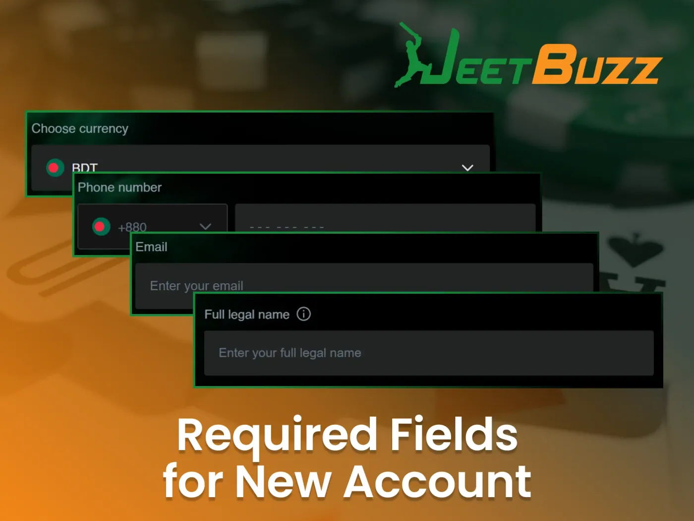 Fill in all required fields for new account creation to start playing on JeetBuzz.