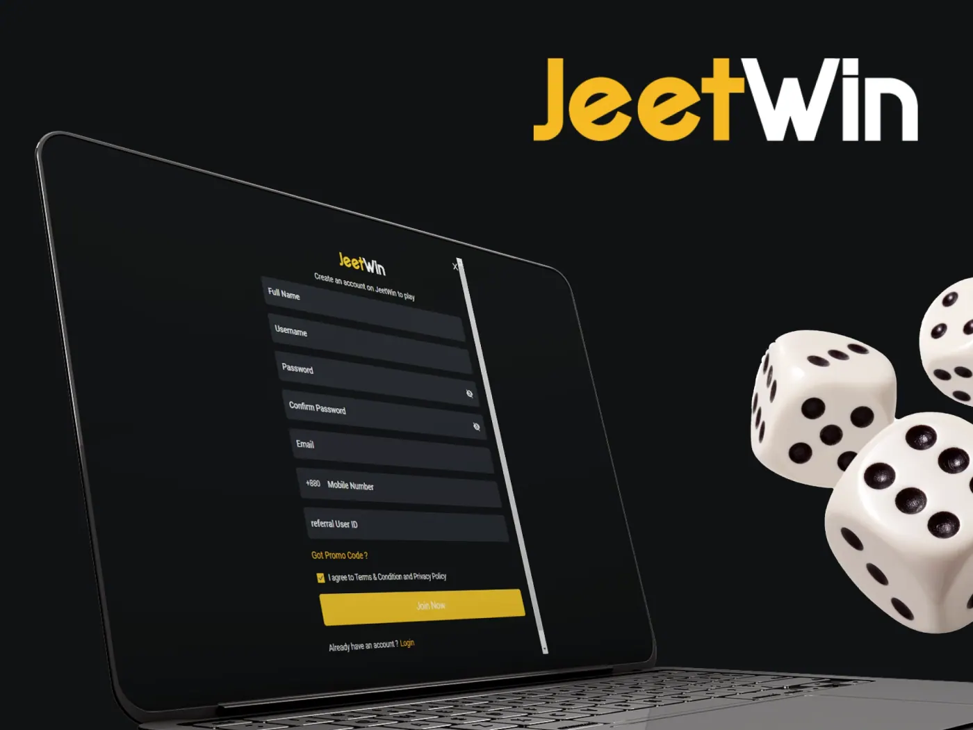 JeetWin registration form.