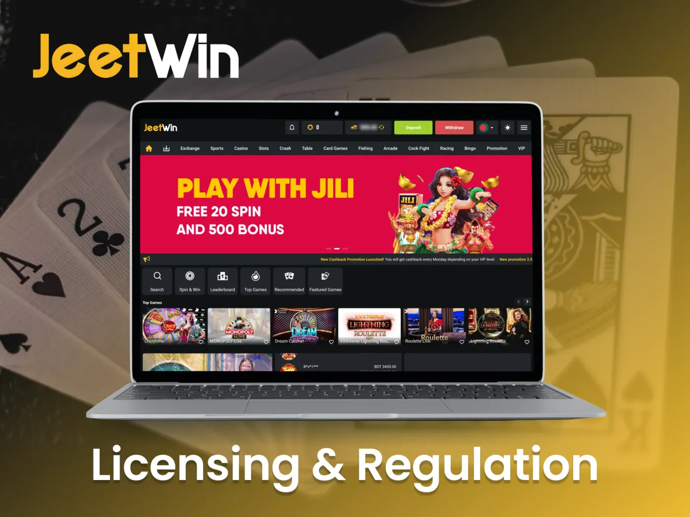JeetWin casino licensing and regulation.
