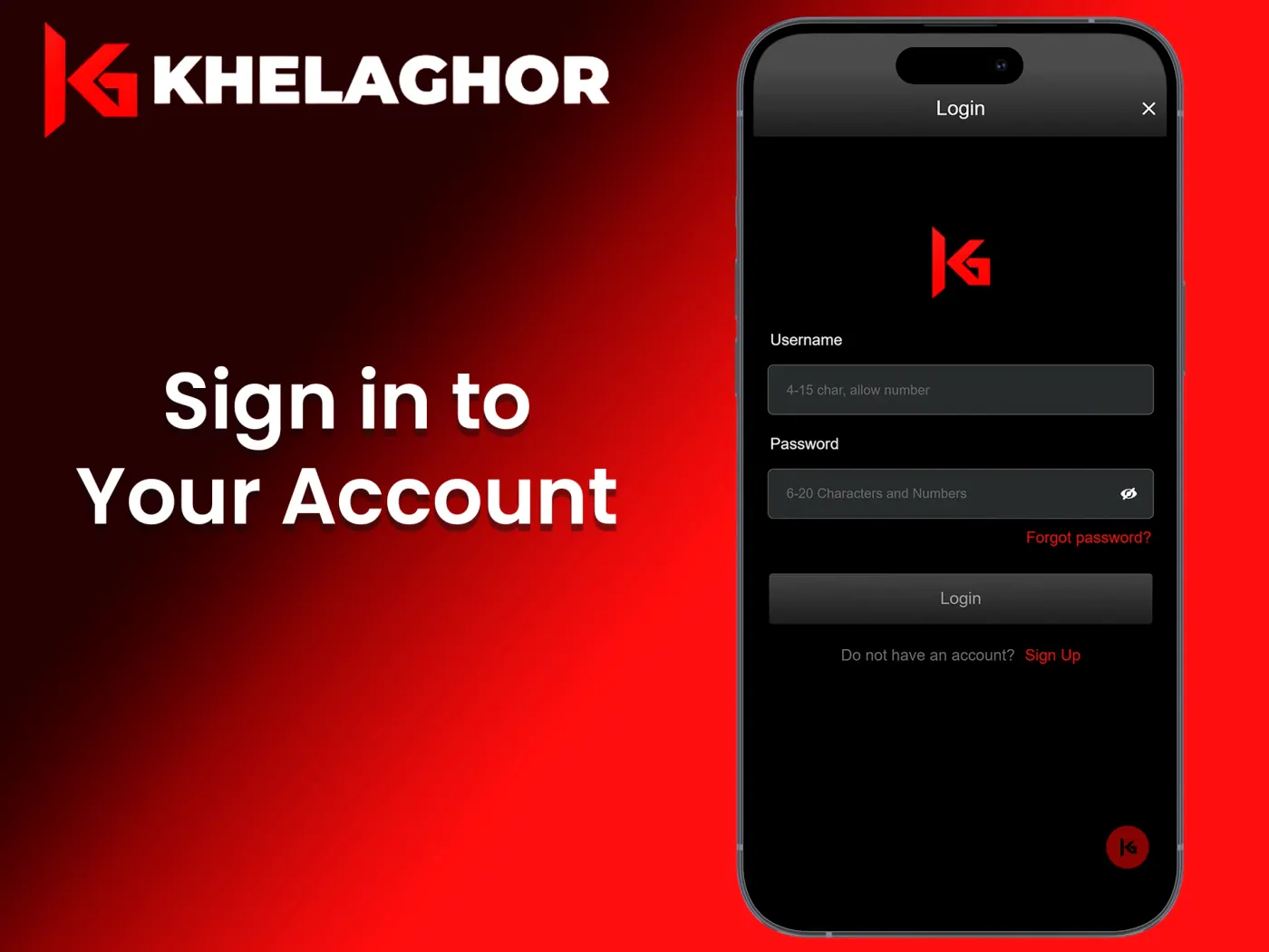 Log in or create a new account at Khelaghor.