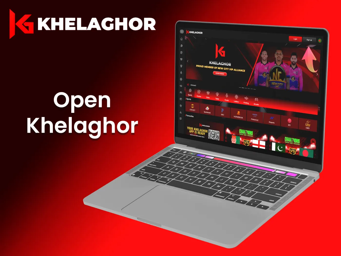 Go to the Khelaghor's website and click Sign Up.