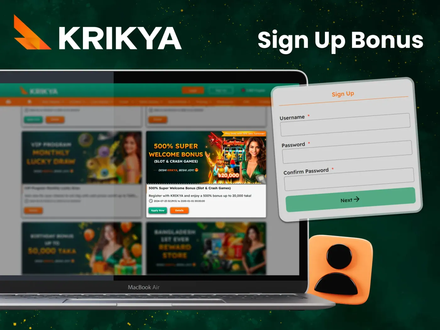 Special bonus for new Krikya players.