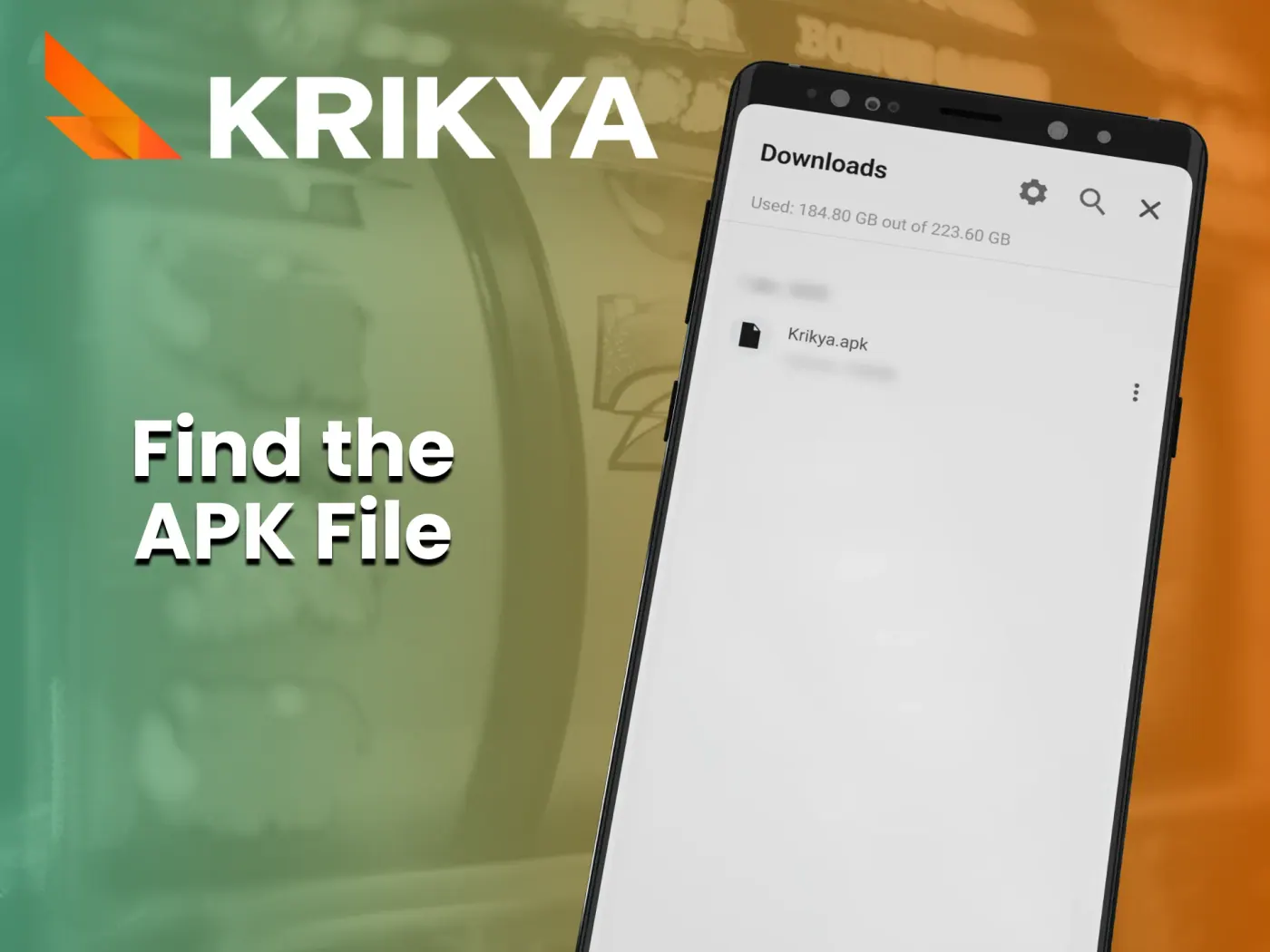 Find the downloaded Krikya application file in your downloads folder.