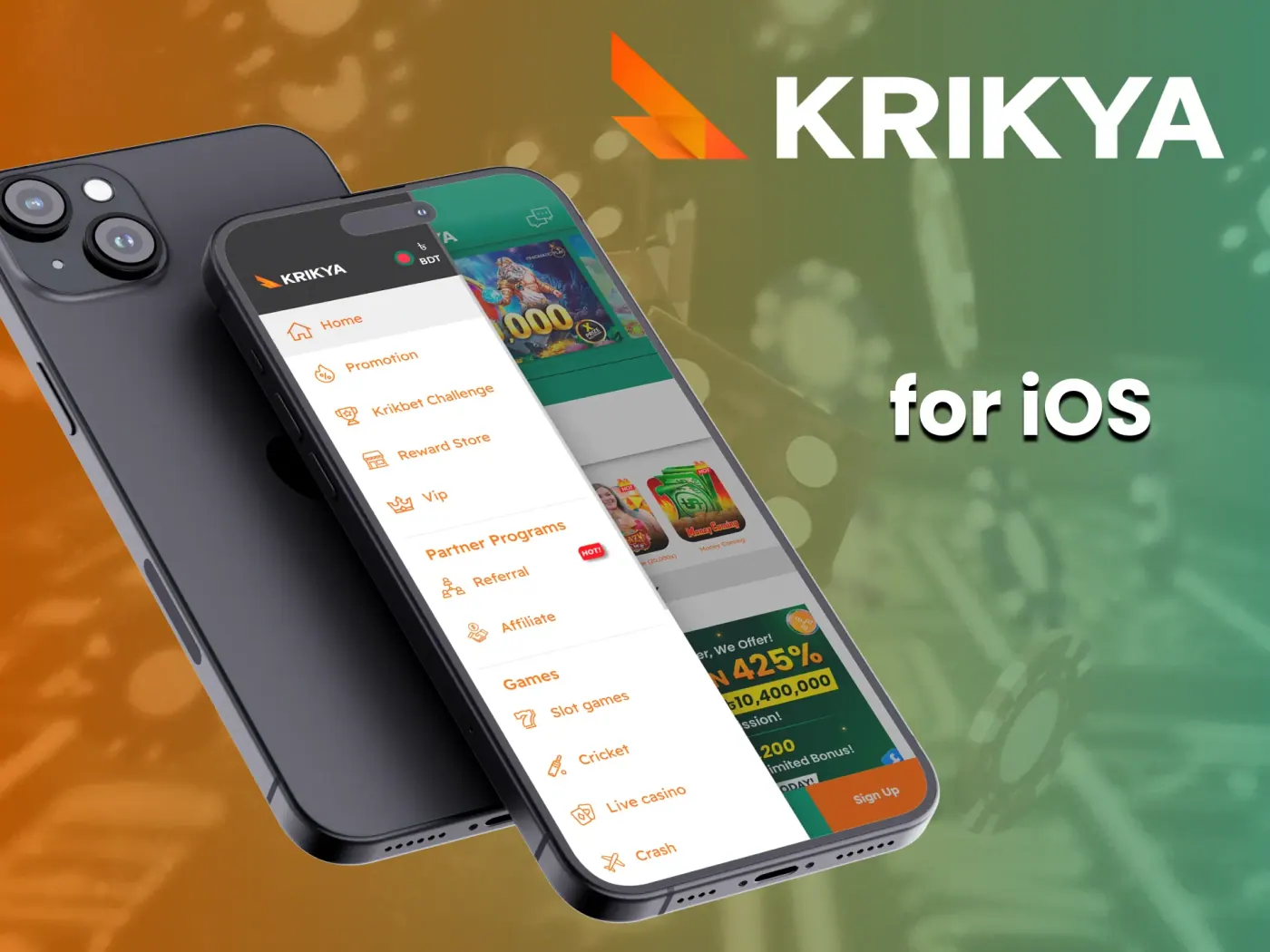 iOS users can enjoy casino games via the Krikya mobile site.