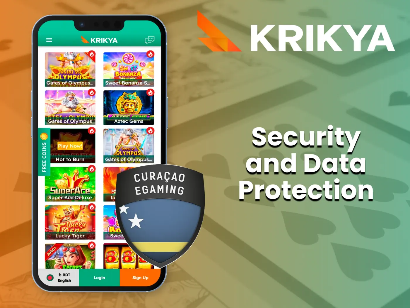 Krikya app security and licence information.