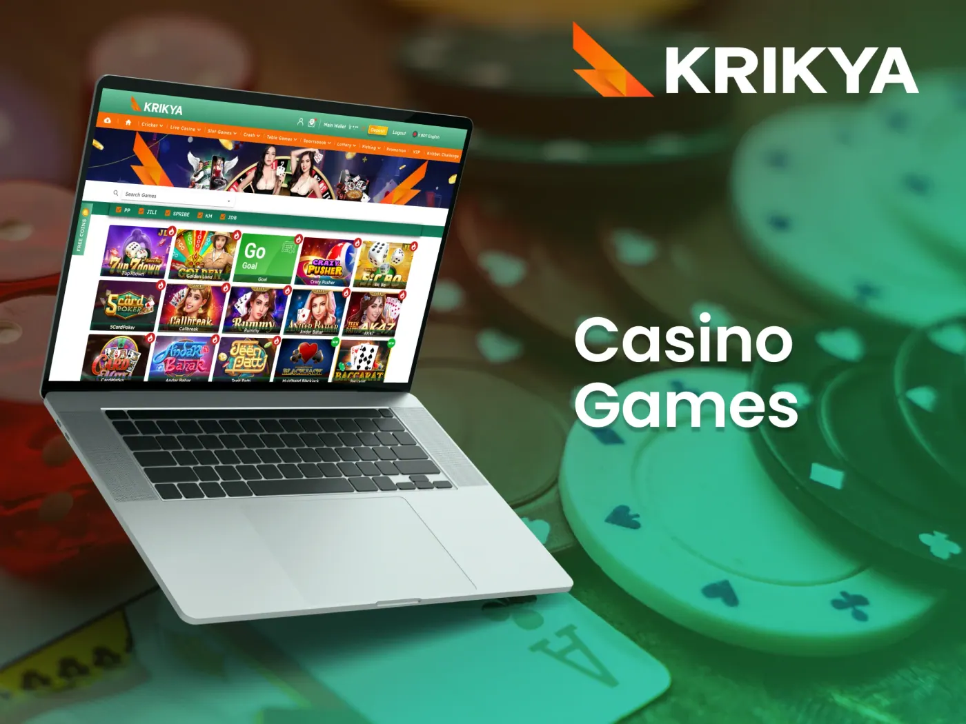 Experience endless fun with Krikya's diverse selection of casino games.