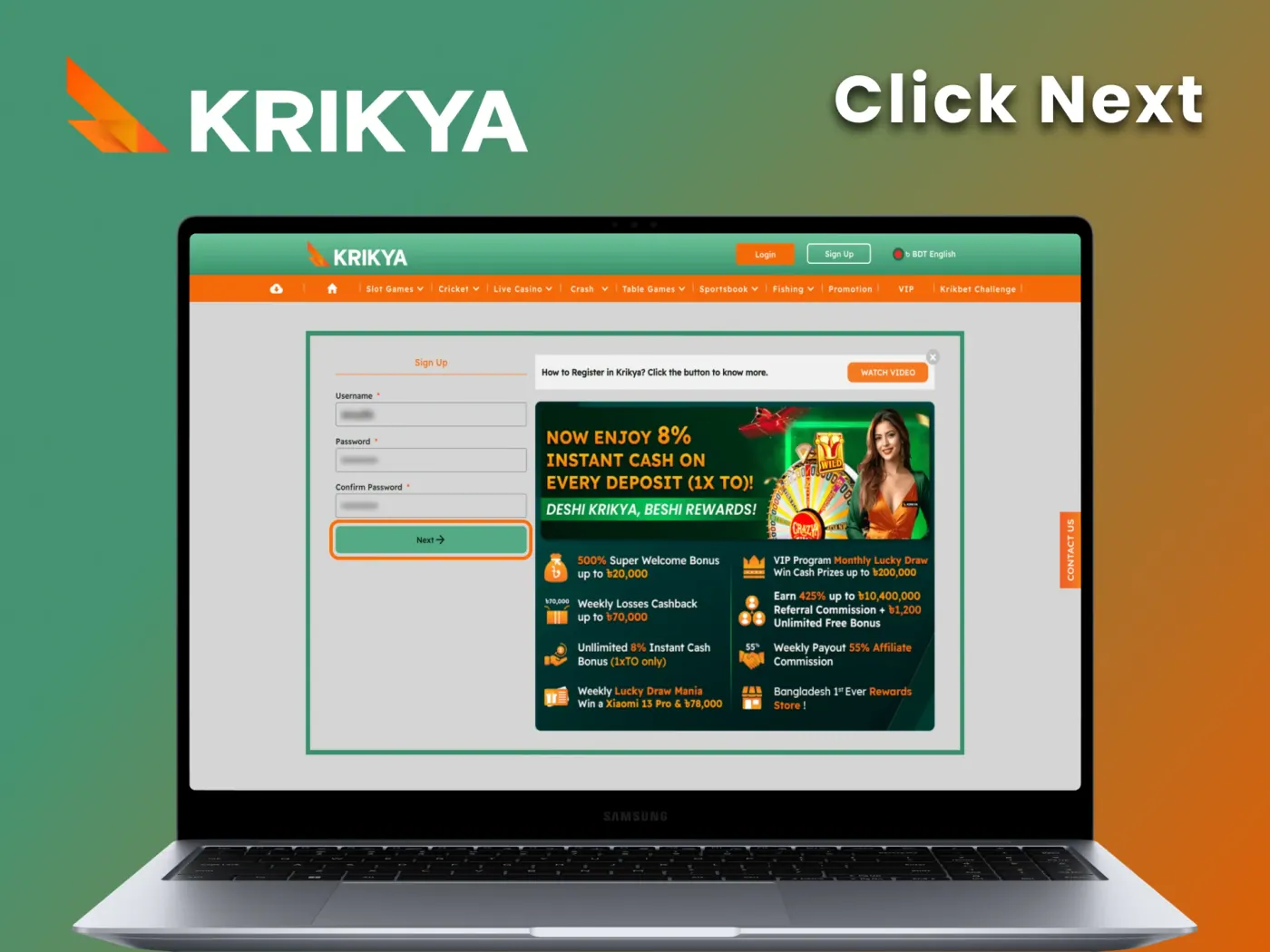 Tap the Next button at Krikya to continue.