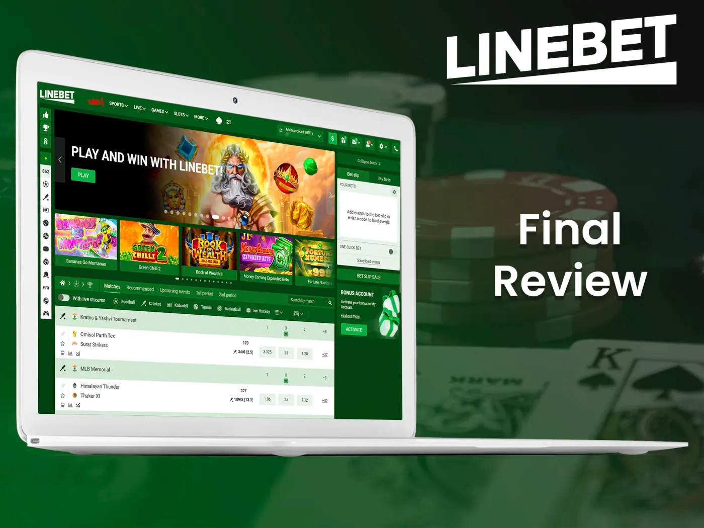 Linebet casino final review.