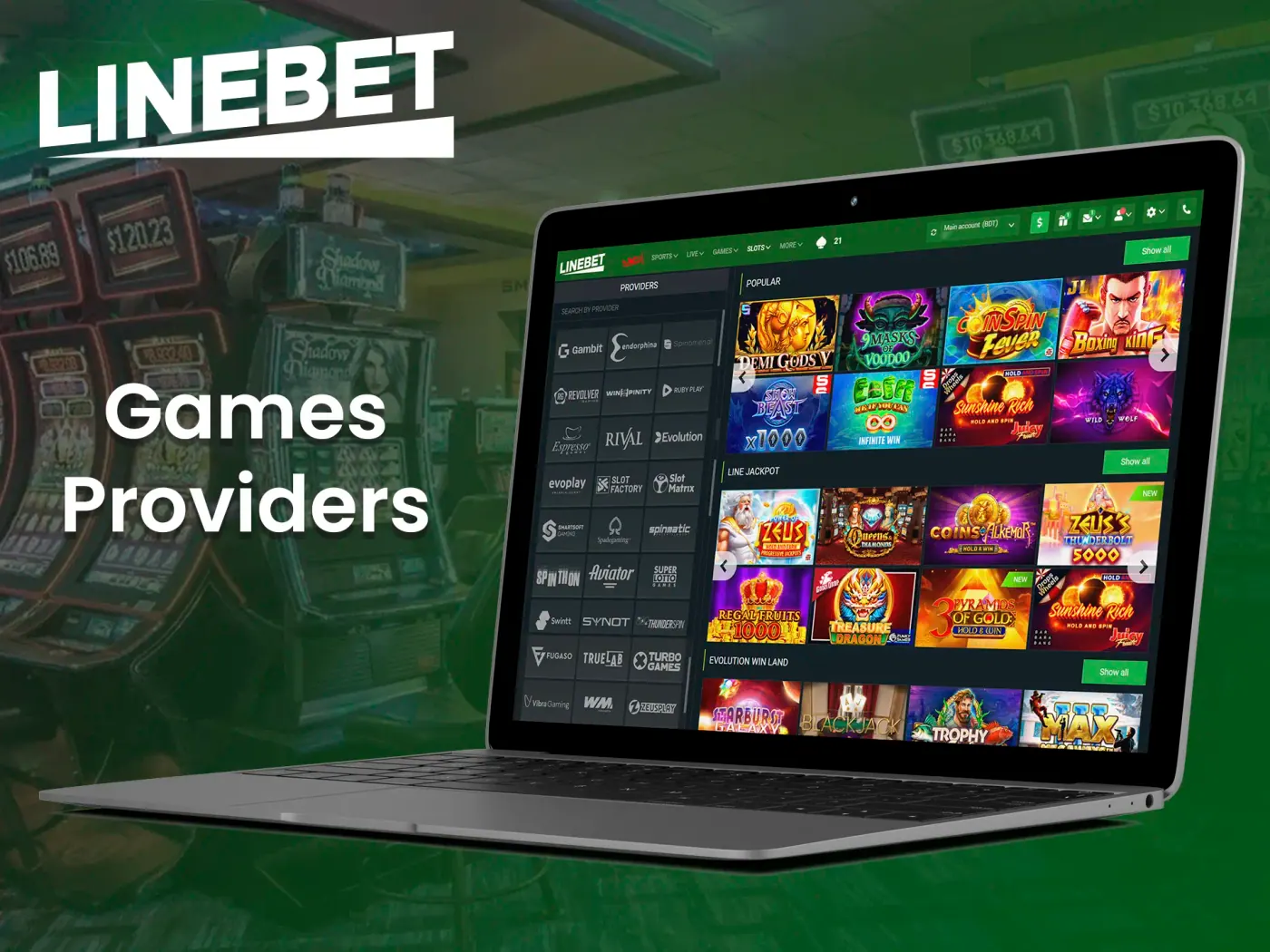 Linebet has a wide range of games from trusted providers.