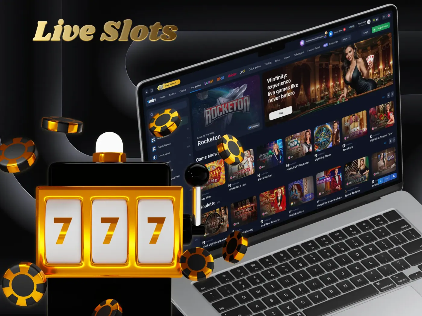 Online slot machine reels.