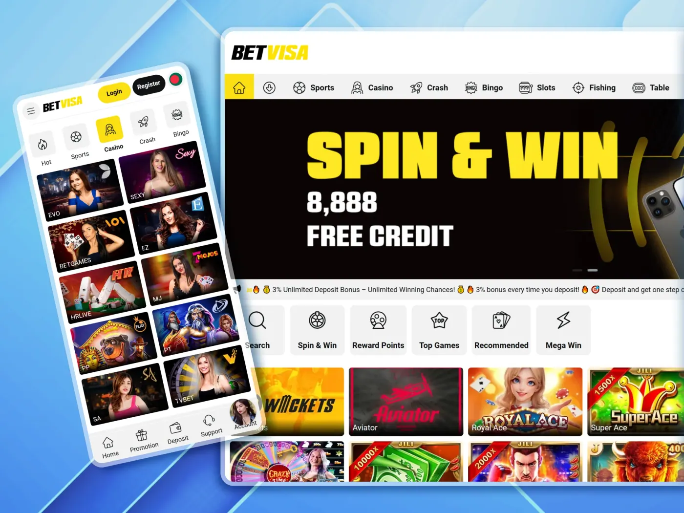 Have fun at online gambling with the Betvisa online casino.
