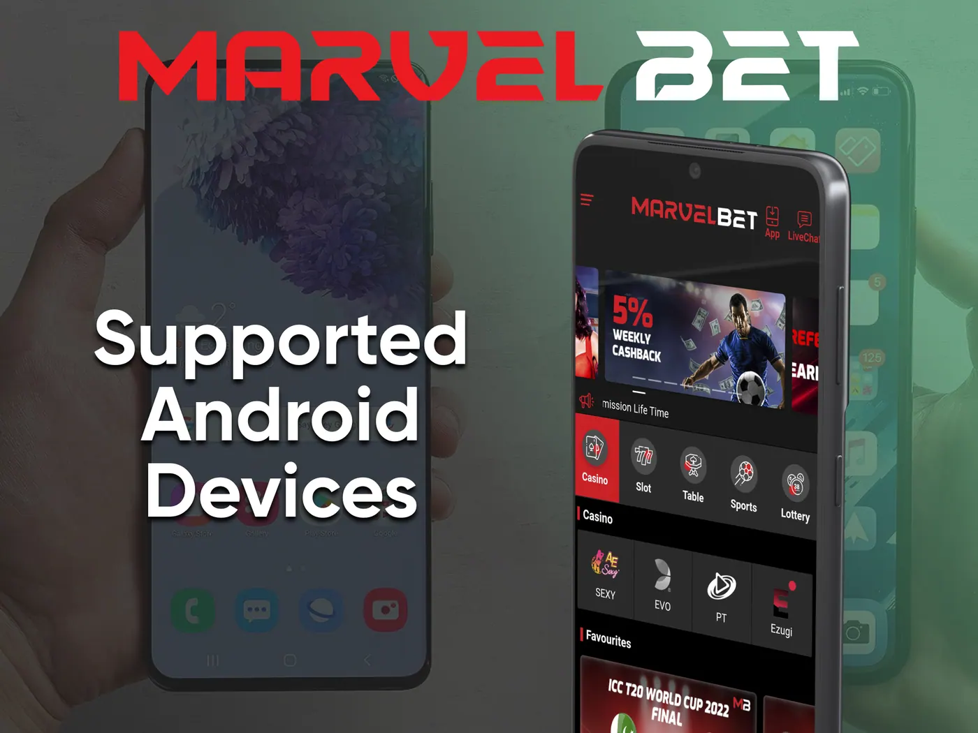 Marvelbet Casino app on Android devices.