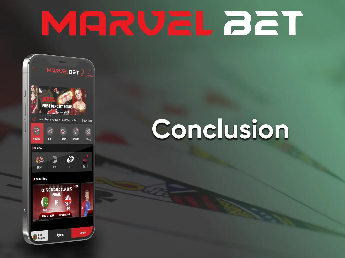 Conclusion on the Marvelbet casino app.