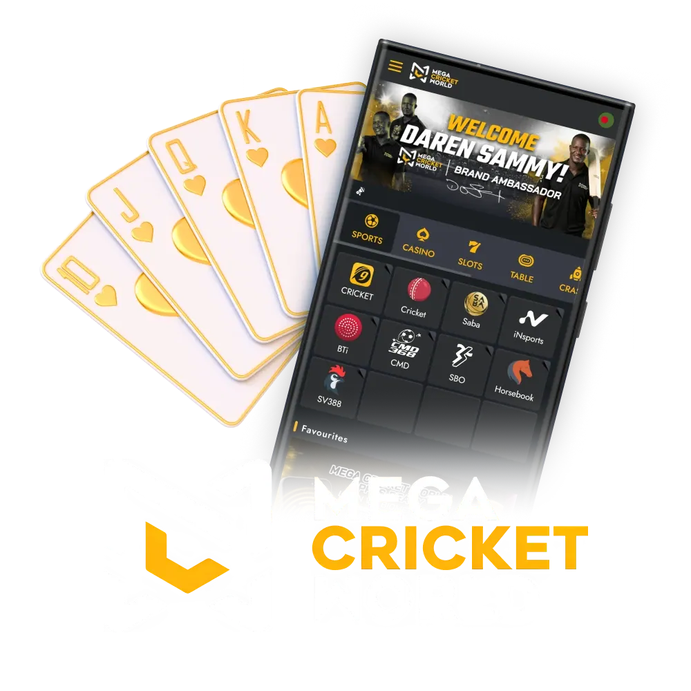 Mega Cricket World casino app.