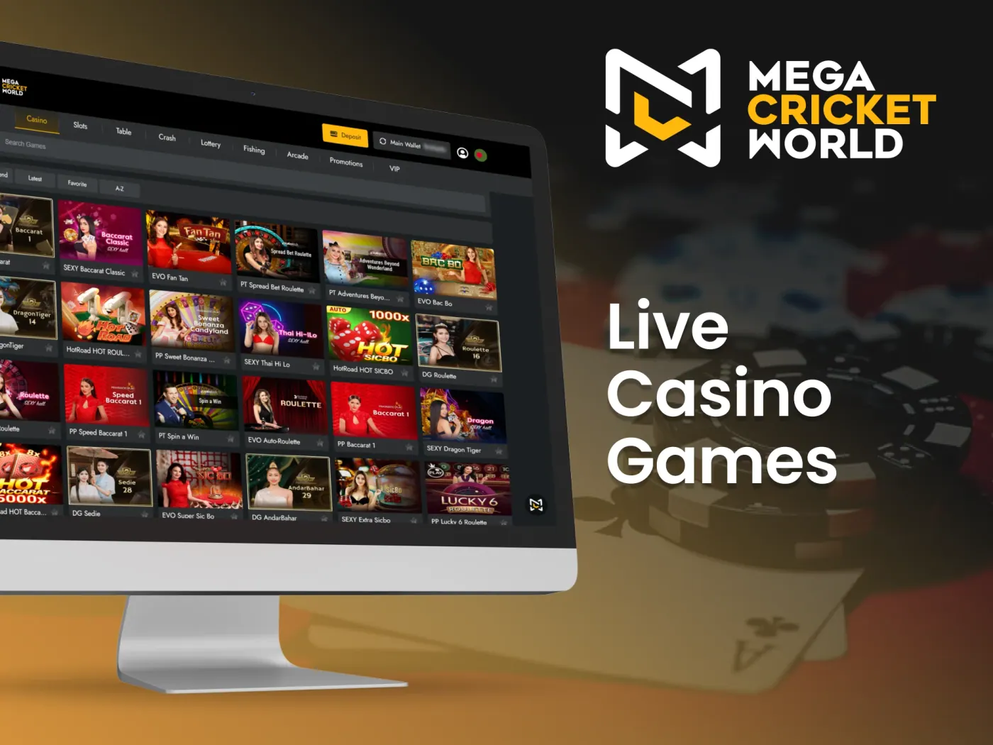 Join real-time live casino games at Mega Cricket World.