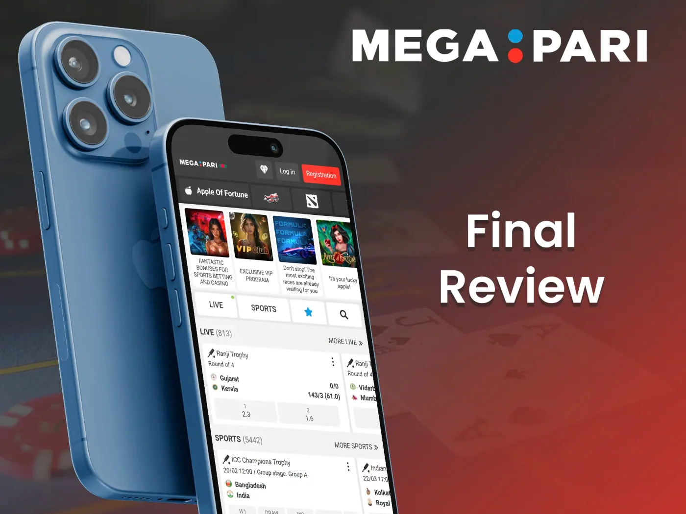 Megapari app for casino games and sports betting.