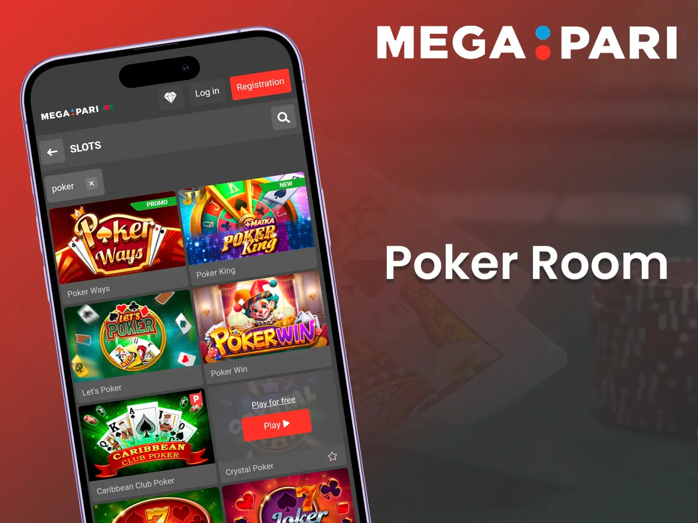 Play poker games at Megapari mobile app.