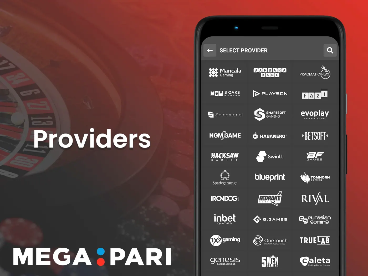 Megapari works with trusted game providers.