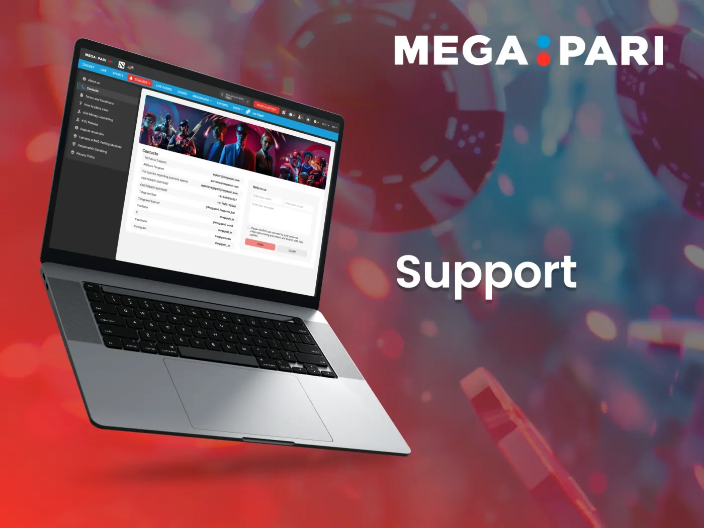 The Megapari customer support team is ready to assist you 24/7.