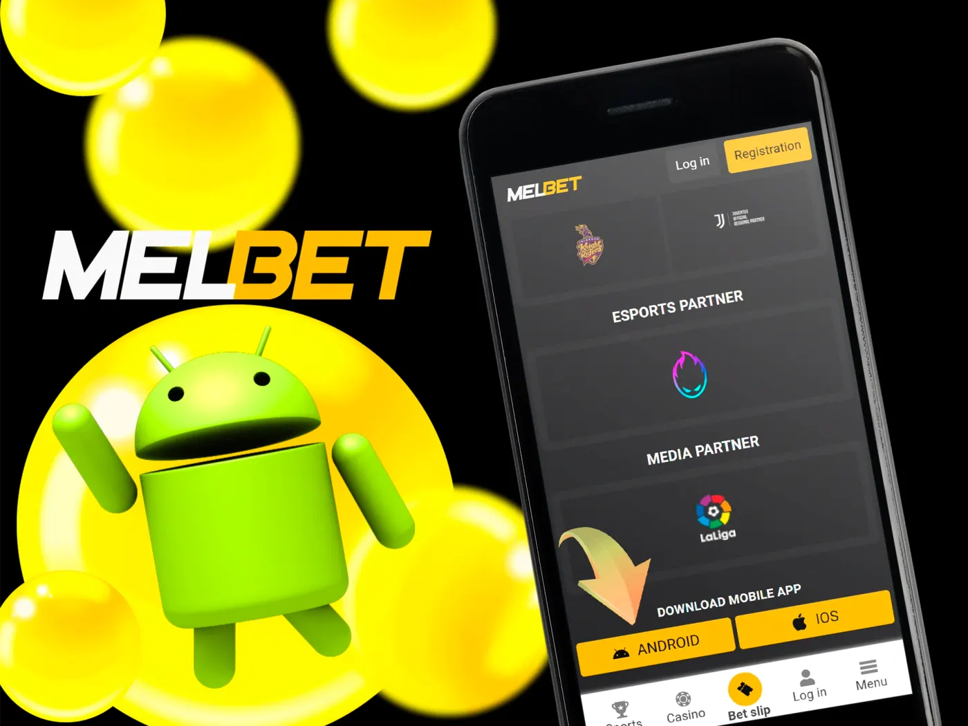 Select download for Android at Melbet.