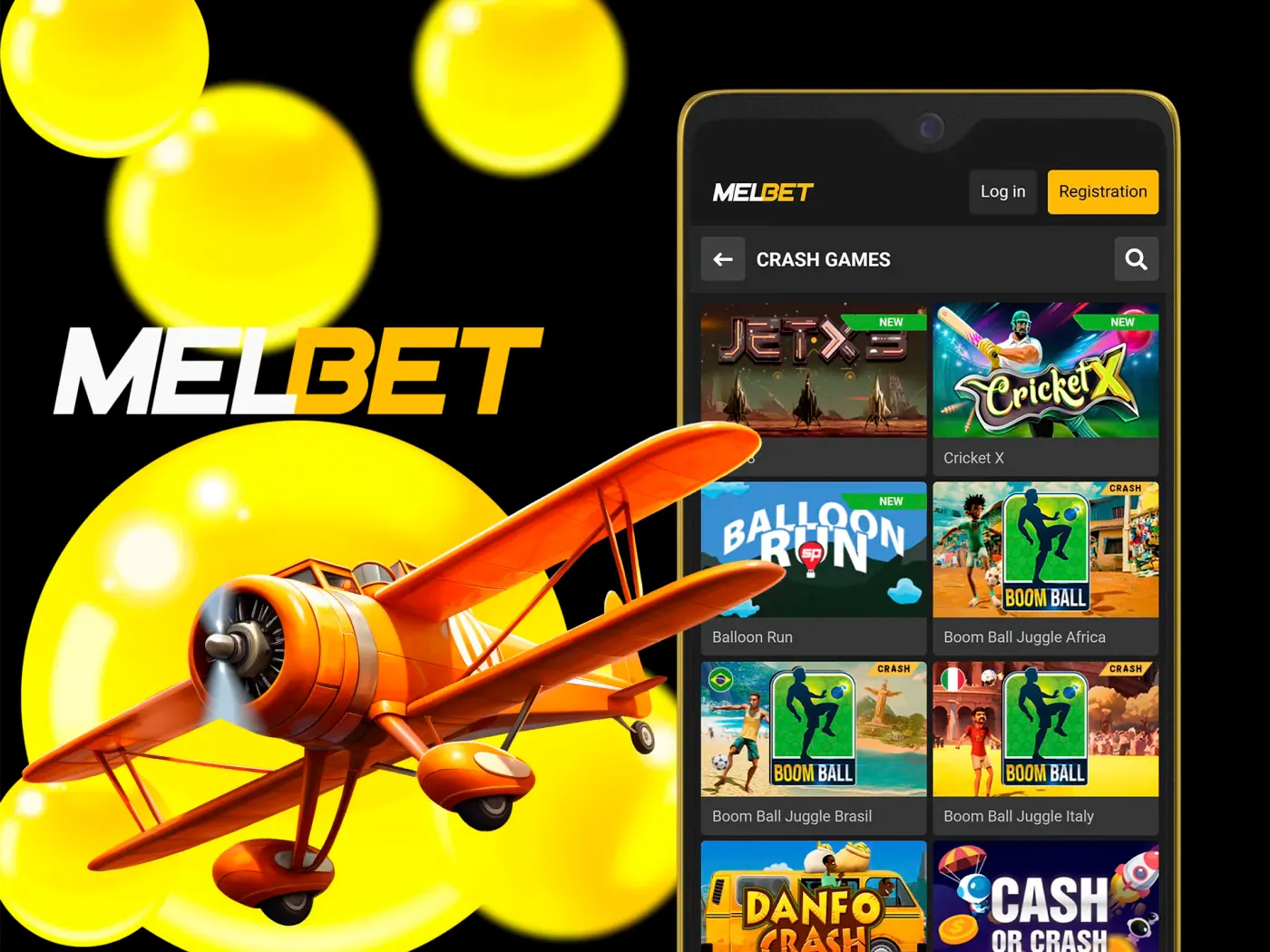 Play exciting crash games with Melbet casino.