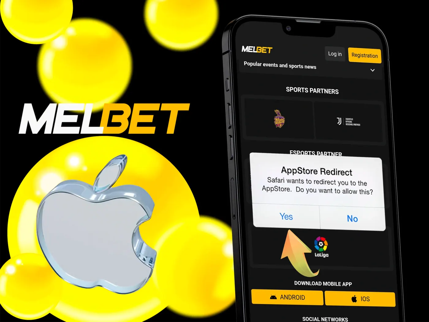 Tap Download on the App Store to install the Melbet app.