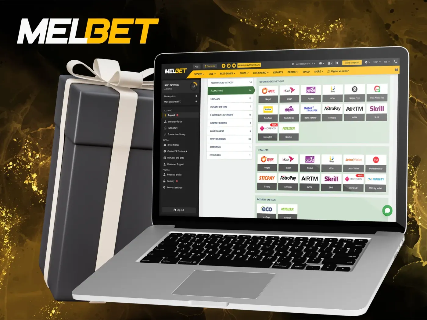 Sign up and get the Melbet welcome bonus.