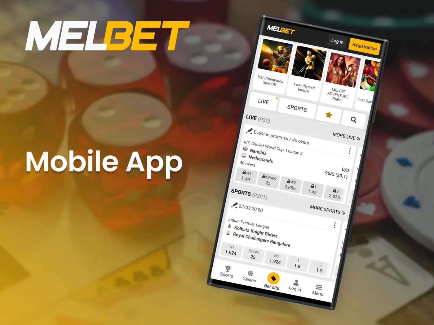 Gamble on the go with the Melbet mobile casino app.