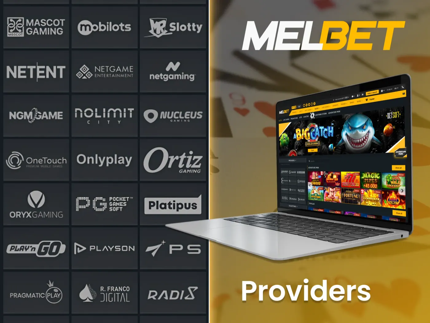 Casino games from well-known providers at Melbet.