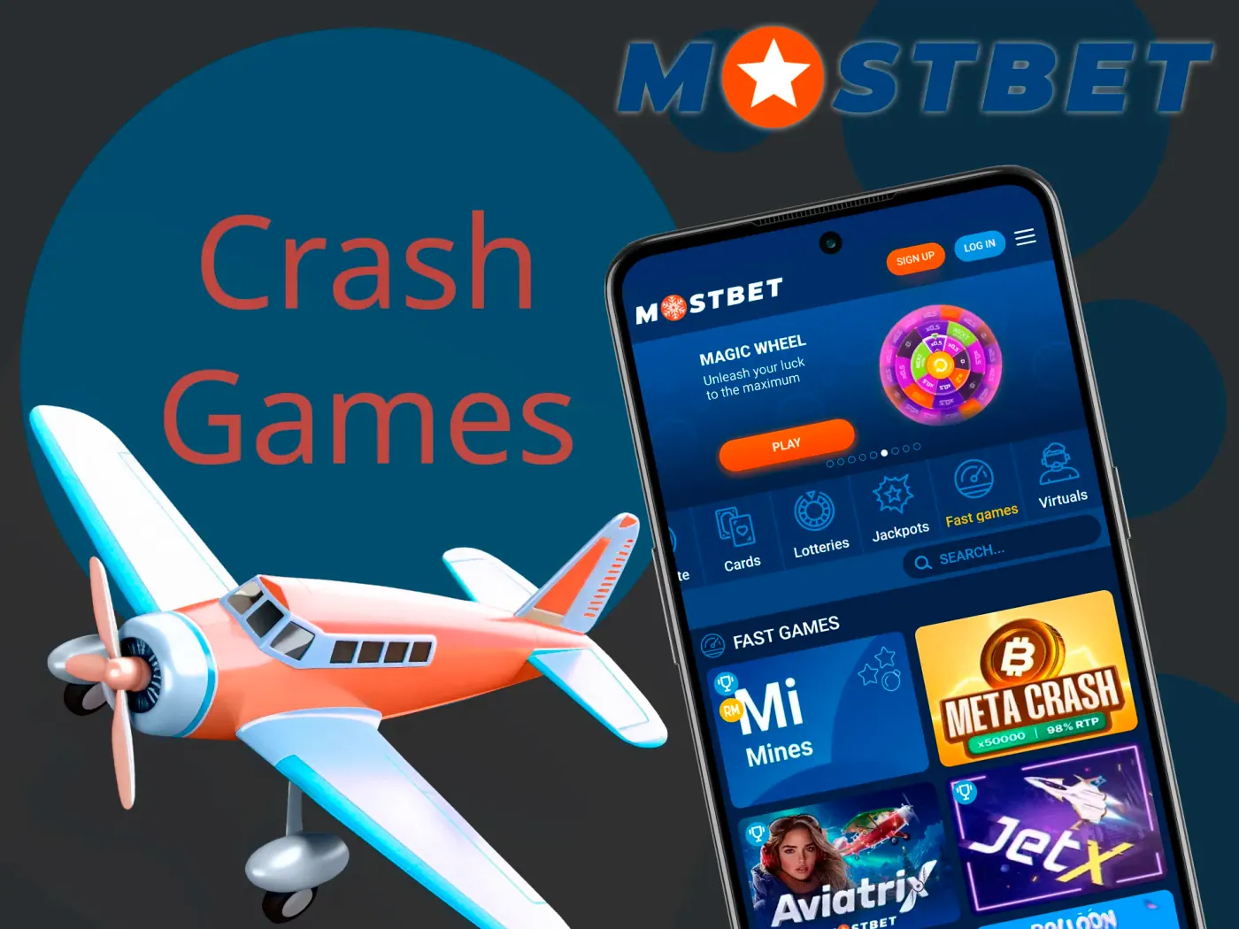 A large selection of crash games at Mostbet.
