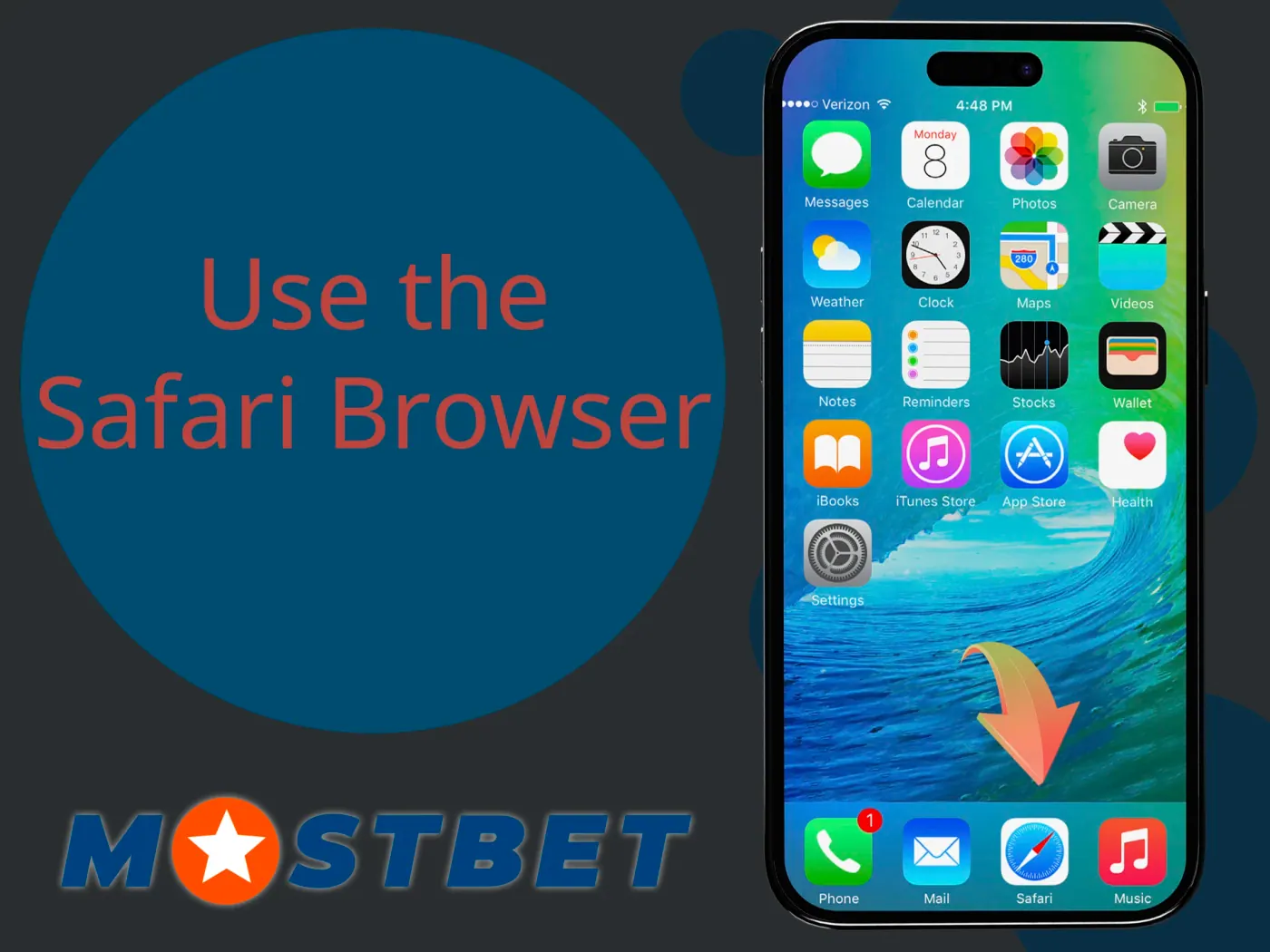 To download the Mostbet app, open Safari browser.