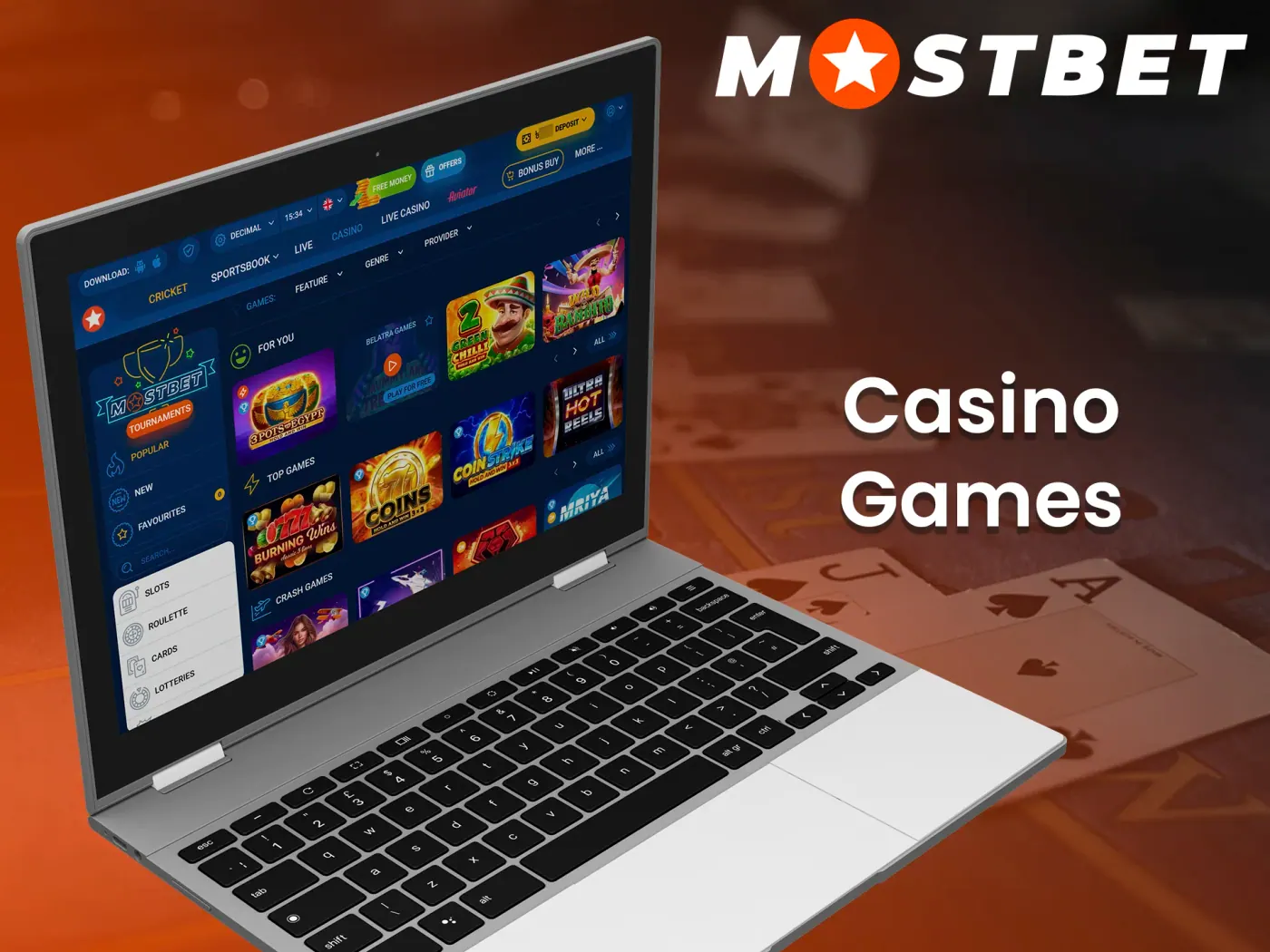 Mostbet platform offers a variety of casino games.