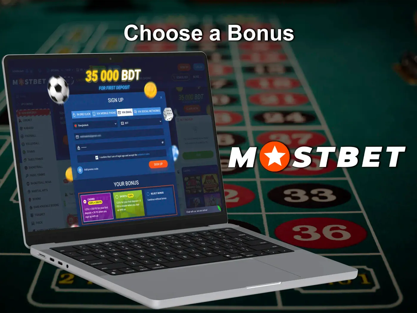 Choose the right bonus to maximise your first deposit at Mostbet.