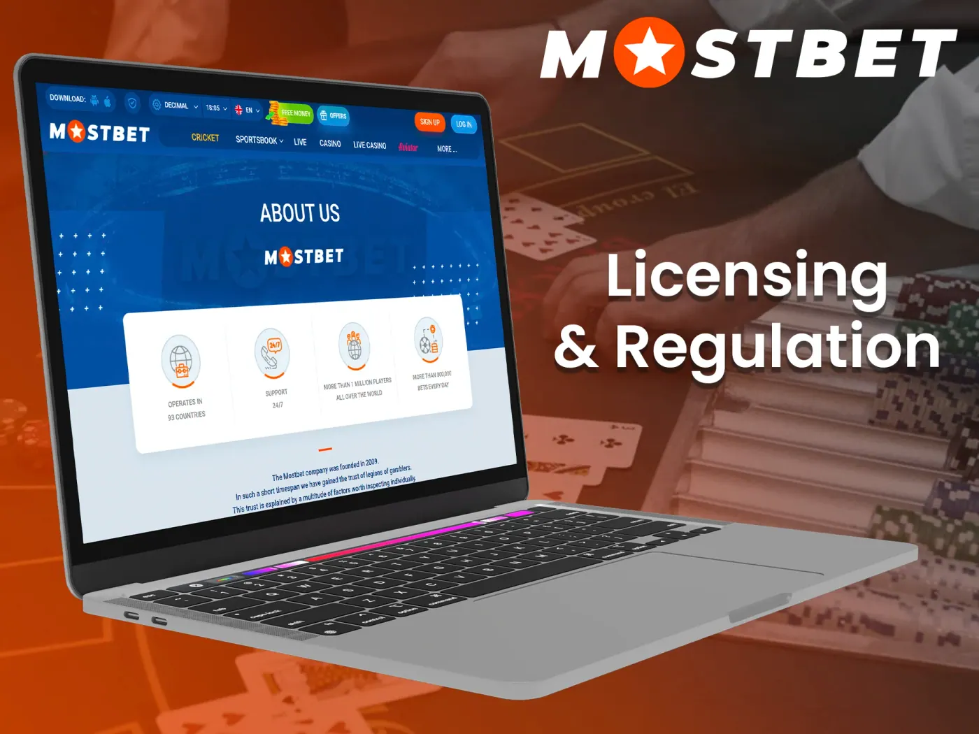 Information about Mostbet casino's license.