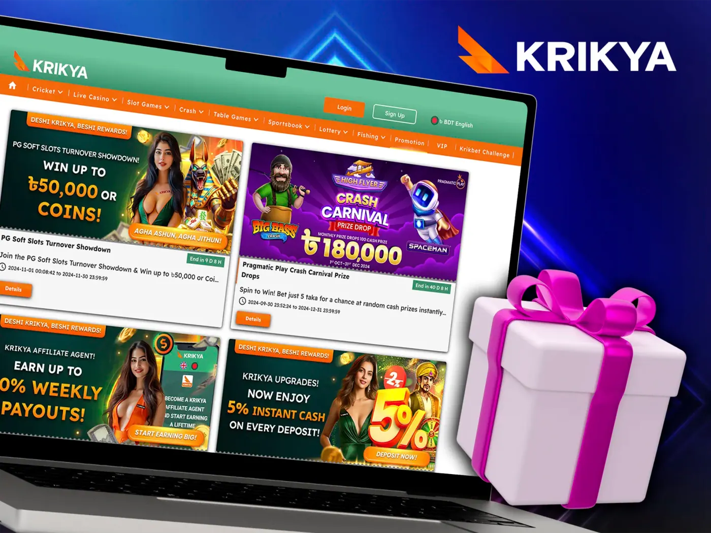 Krikya welcome bonus.