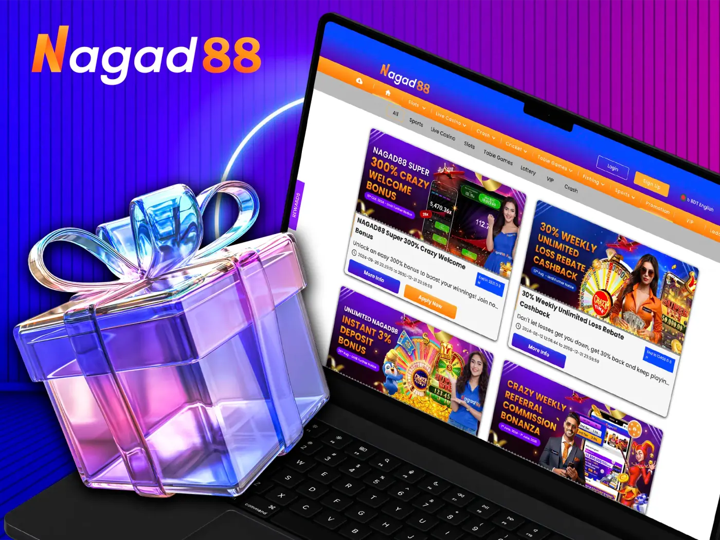 Nagad88 Casino welcome bonus.