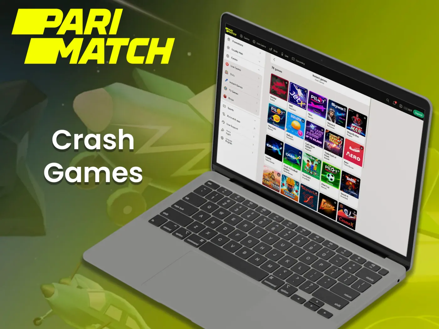 Try to play exciting crash games at Parimatch.