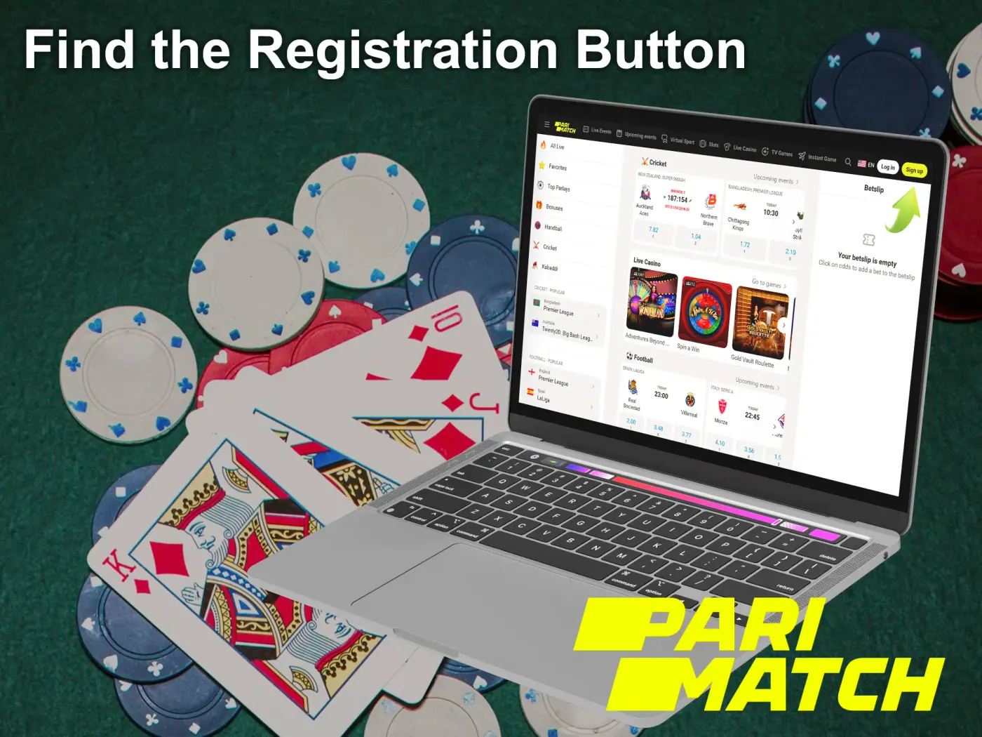 Find the Sign Up button on the Parimatch homepage.