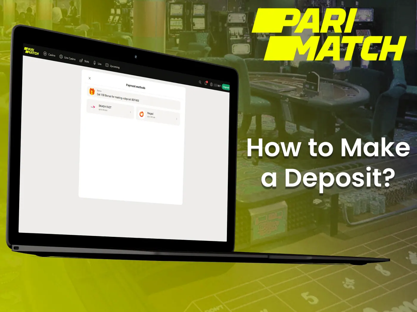 Depositing at Parimatch platform is simple and quick.