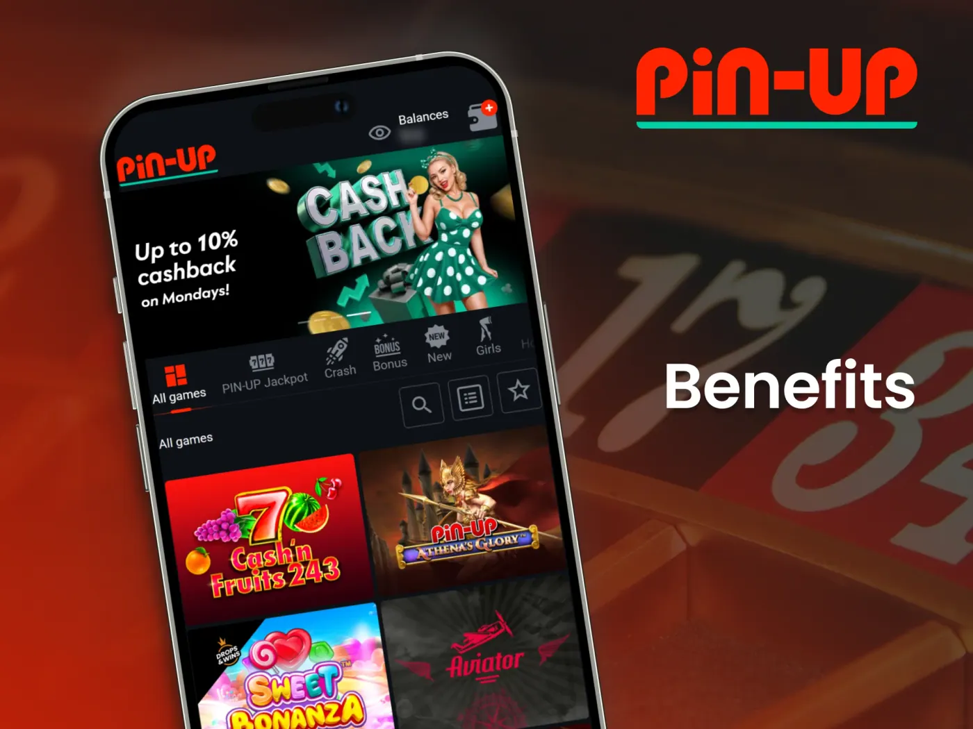 Pin Up casino app features.