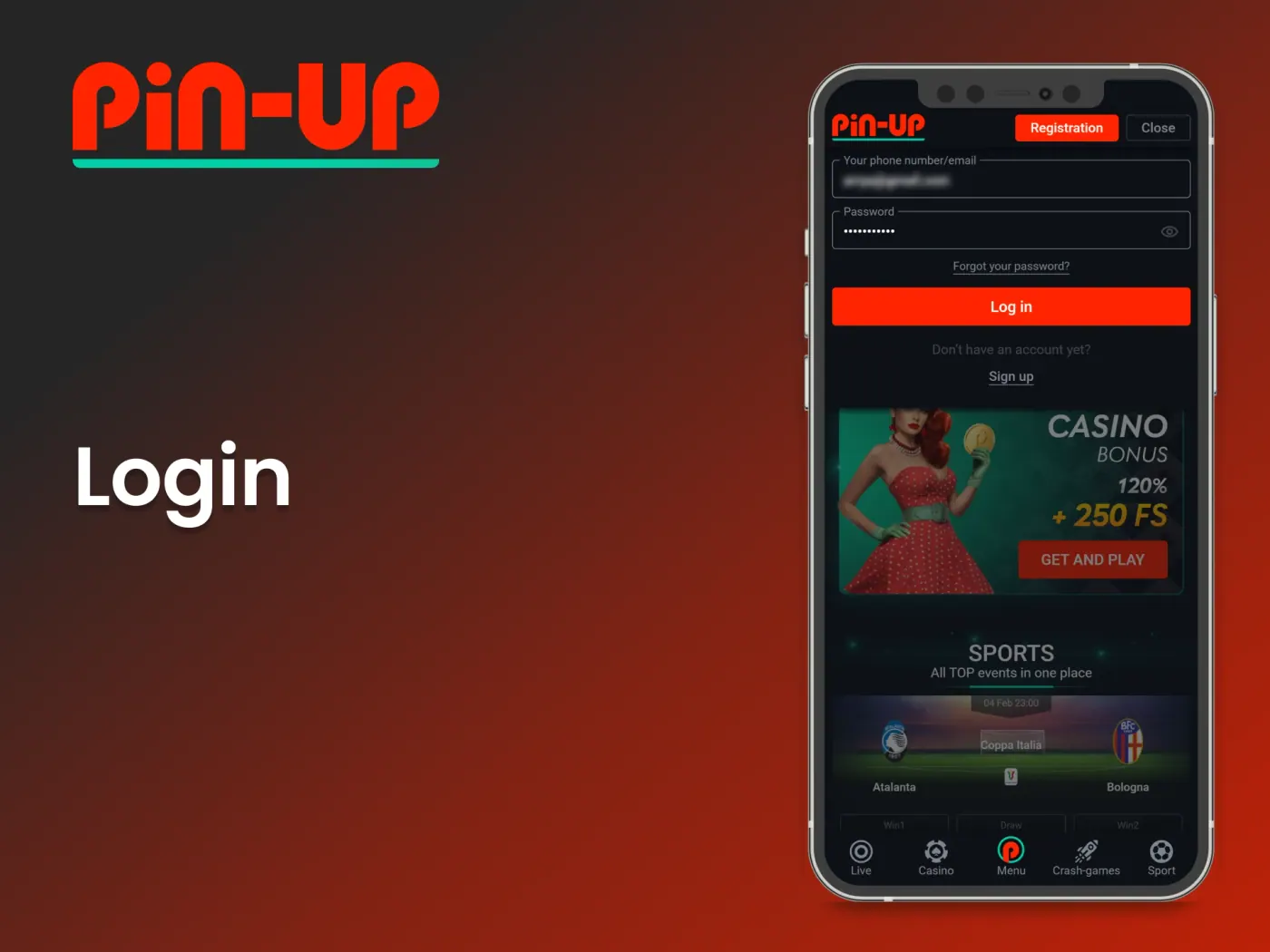 Sign in to your account to enjoy gambling at the Pin Up online casino.
