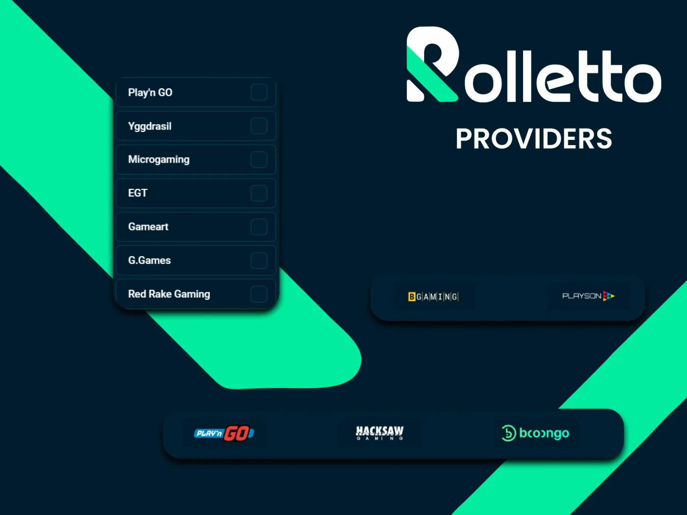 Discover Rolletto casino games providers for the best game selection.