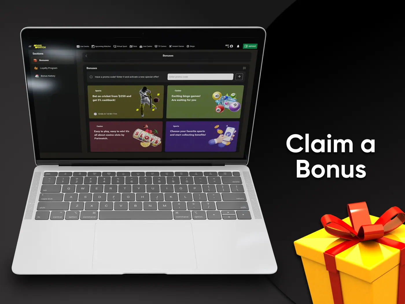 Make a deposit to receive the bonus.