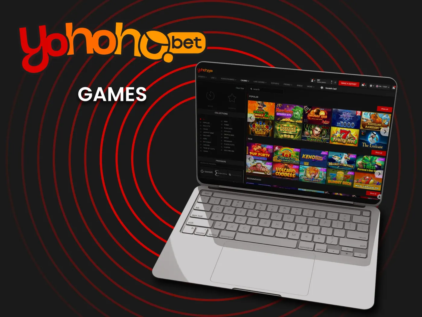 Yohoho Bet casino games section.